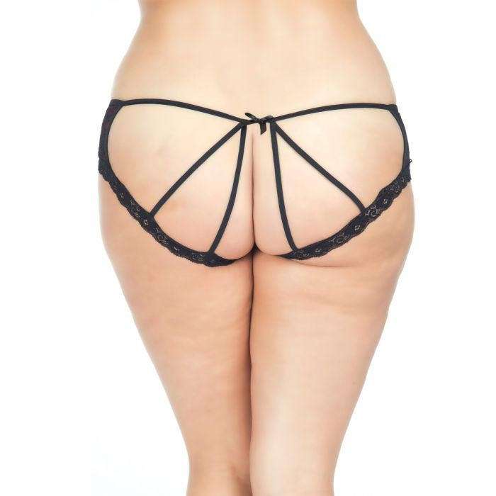 Cage Back Lace Panty Black/Red