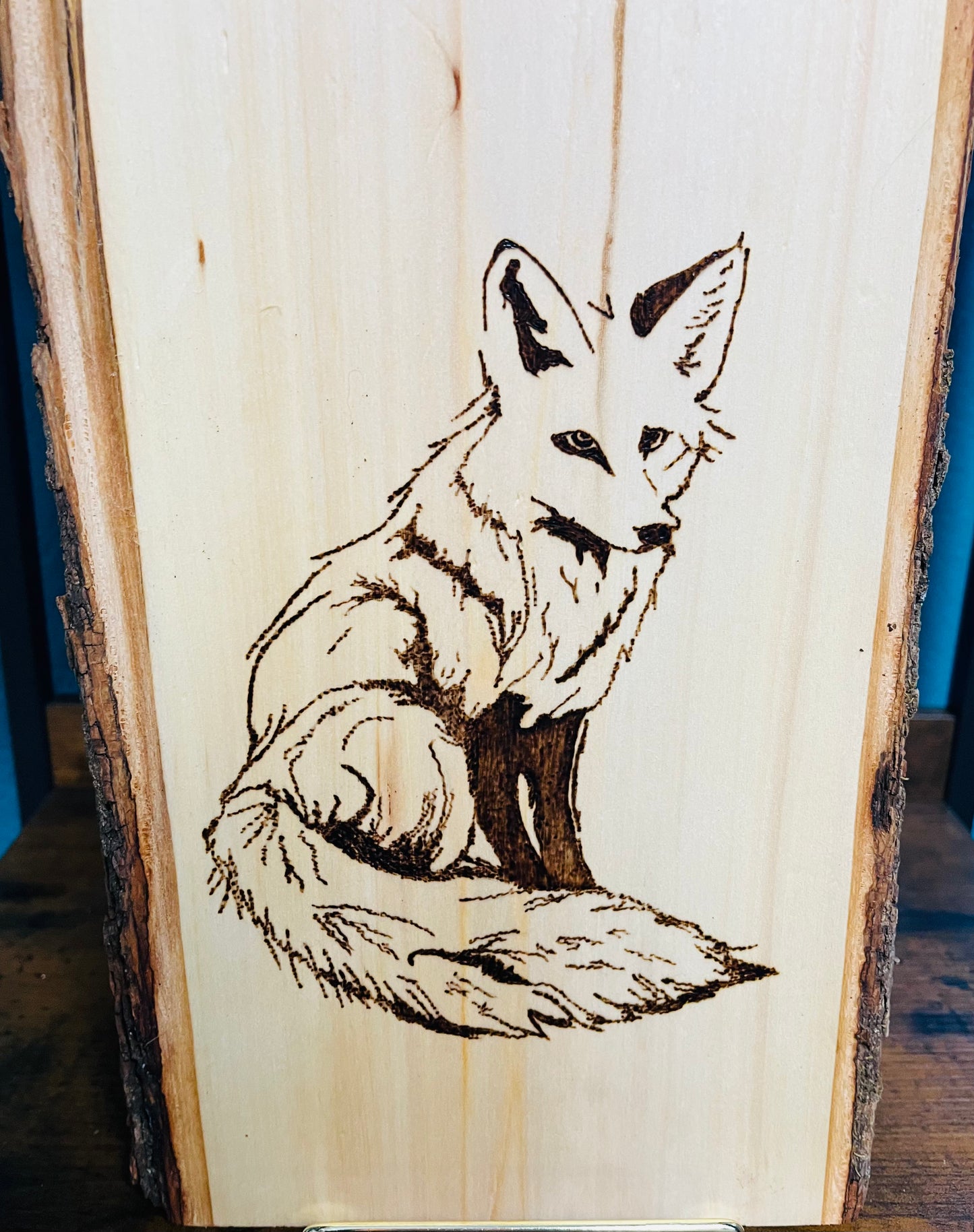 11"x7" Burned Wood Art- Fox