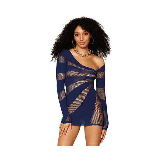 DG Stripey one-Shoulder Fishnet Chemise