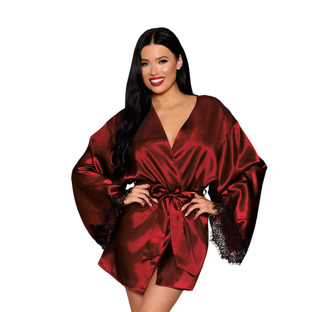 DG Open Back Satin Robe w/Lace Detail