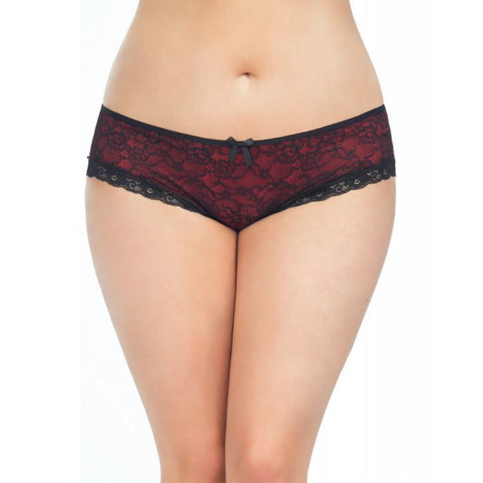 Cage Back Lace Panty Black/Red