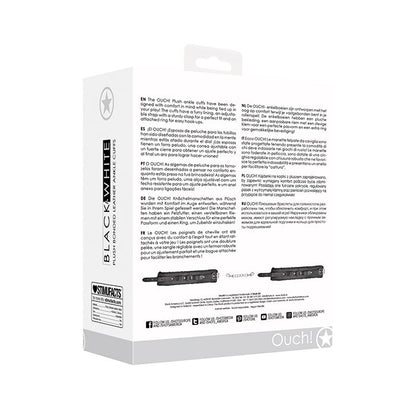 Shots Ouch Black & White Plush Bonded Leather Ankle Cuffs