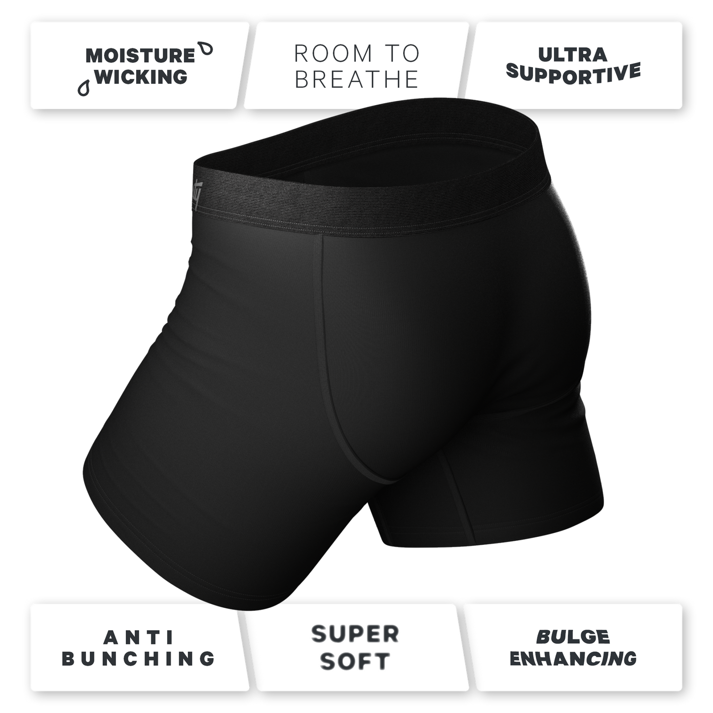 The 009 | Black Tuxedo Ball Hammock® Pouch Underwear Fly